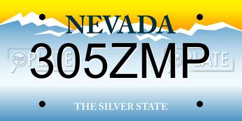 305ZMP Nevada License Plate