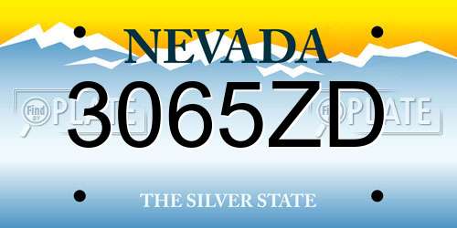 3065ZD Nevada License Plate