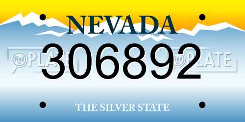 306892 Nevada License Plate