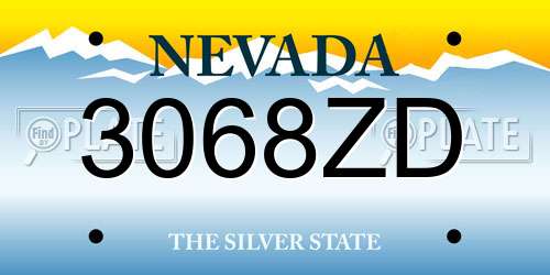 3068ZD Nevada License Plate