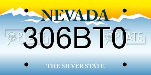 306BT0 Nevada License Plate