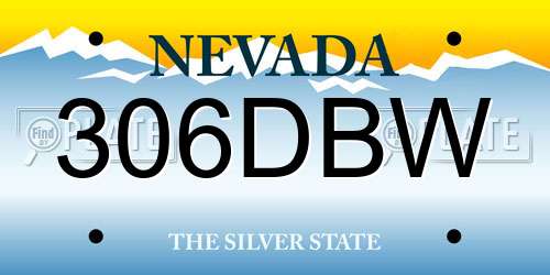 306DBW Nevada License Plate