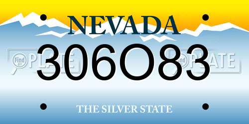 306O83 Nevada License Plate