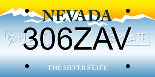 306ZAV Nevada License Plate