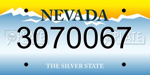 3070067 Nevada License Plate