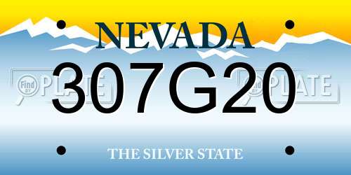 307G20 Nevada License Plate