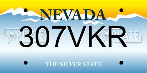 307VKR Nevada License Plate