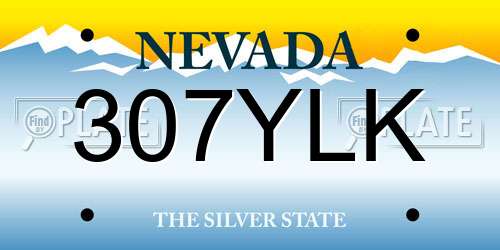 307YLK Nevada License Plate