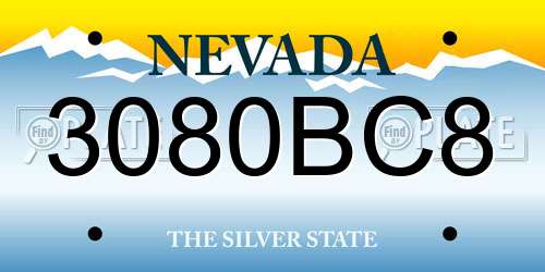 3080BC8 Nevada License Plate