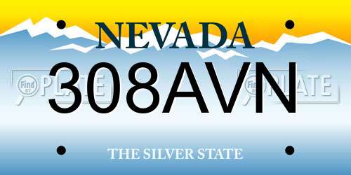 308AVN Nevada License Plate