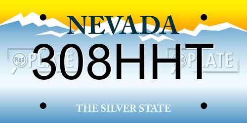 308HHT Nevada License Plate