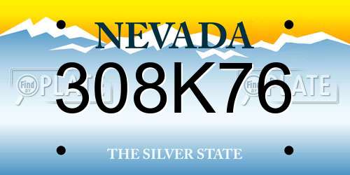 308K76 Nevada License Plate