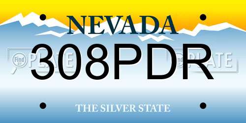 308PDR Nevada License Plate