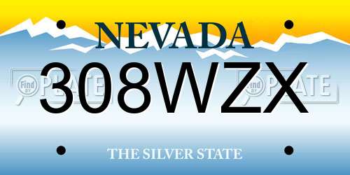 308WZX Nevada License Plate