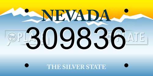309836 Nevada License Plate