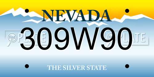 309W90 Nevada License Plate