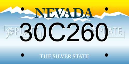 30C260 Nevada License Plate
