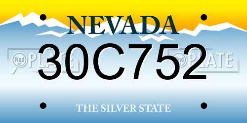 30C752 Nevada License Plate