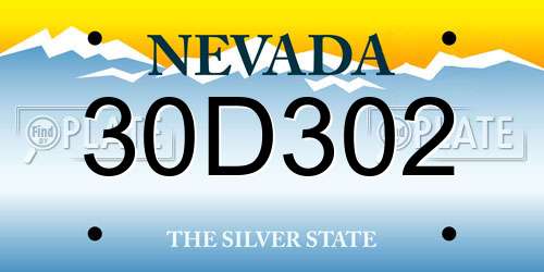 30D302 Nevada License Plate