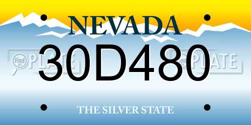 30D480 Nevada License Plate