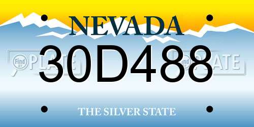 30D488 Nevada License Plate