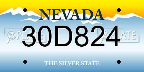 30D824 Nevada License Plate