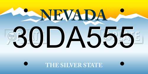 30DA555 Nevada License Plate