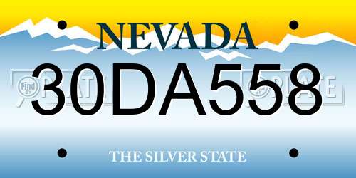 30DA558 Nevada License Plate