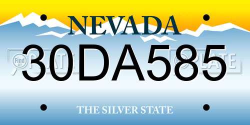 30DA585 Nevada License Plate