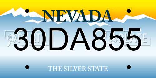 30DA855 Nevada License Plate