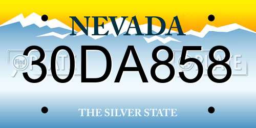 30DA858 Nevada License Plate