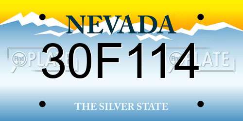 30F114 Nevada License Plate
