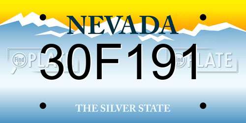 30F191 Nevada License Plate
