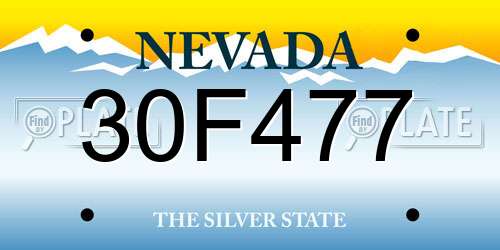 30F477 Nevada License Plate
