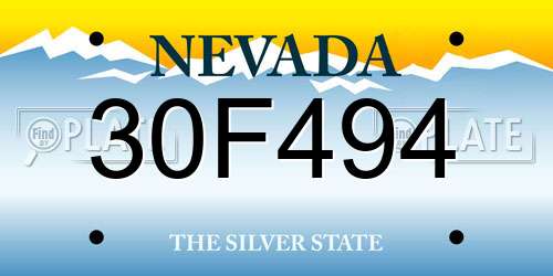 30F494 Nevada License Plate