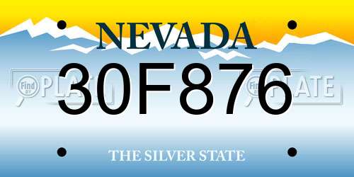 30F876 Nevada License Plate