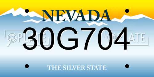 30G704 Nevada License Plate