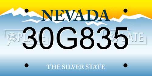 30G835 Nevada License Plate