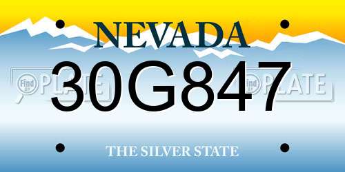 30G847 Nevada License Plate