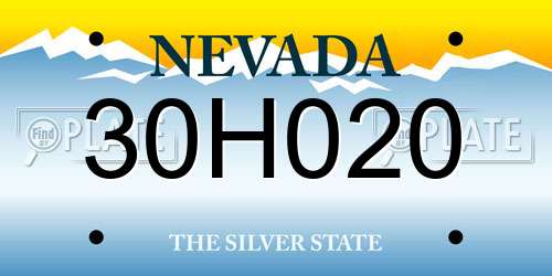 30H020 Nevada License Plate