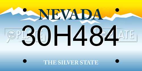 30H484 Nevada License Plate