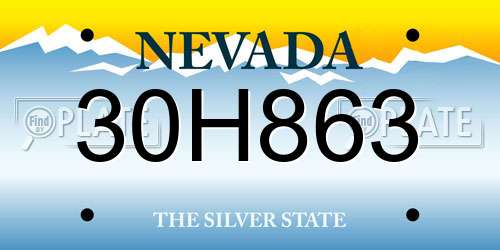 30H863 Nevada License Plate