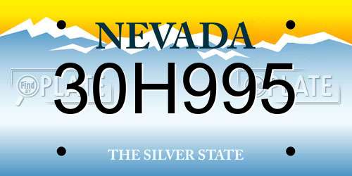30H995 Nevada License Plate