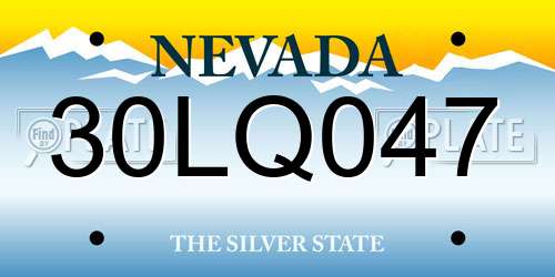 30LQ047 Nevada License Plate