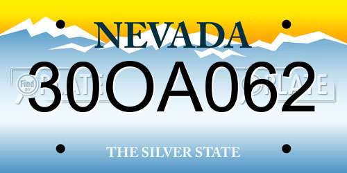 30OA062 Nevada License Plate