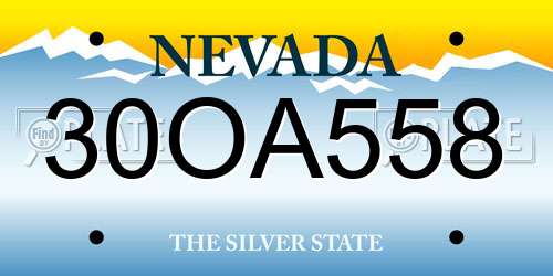 30OA558 Nevada License Plate
