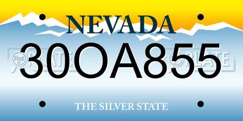 30OA855 Nevada License Plate
