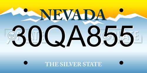 30QA855 Nevada License Plate