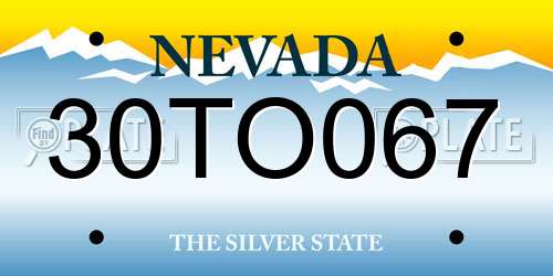 30TO067 Nevada License Plate
