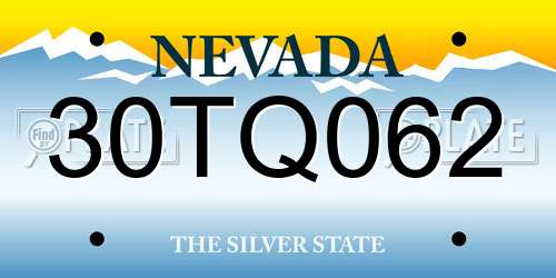 30TQ062 Nevada License Plate